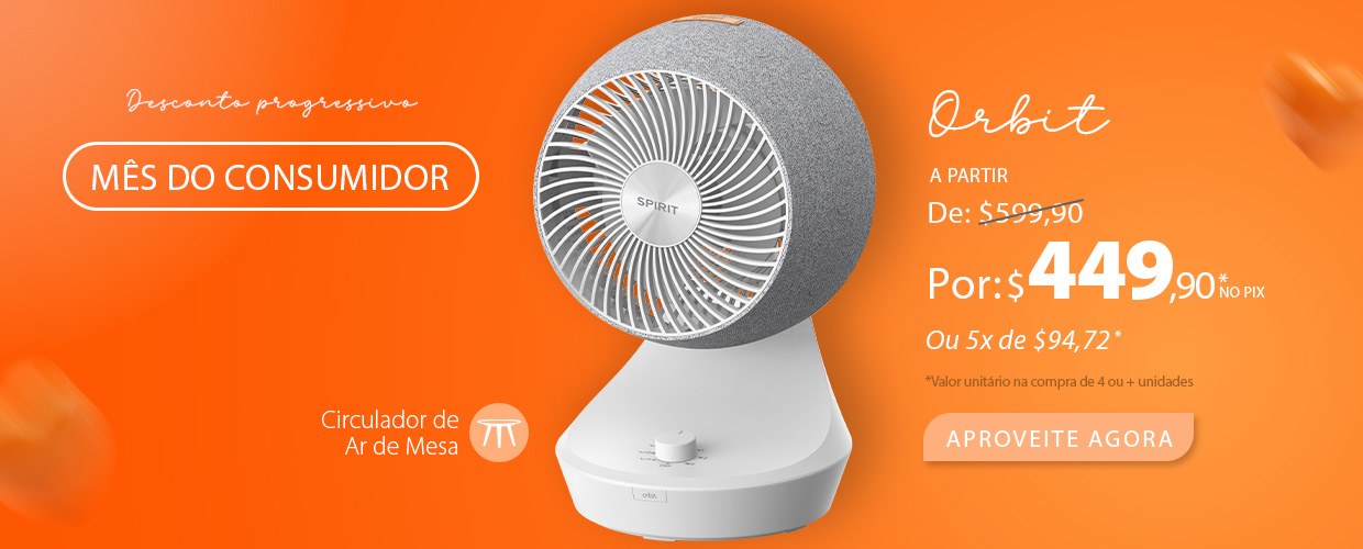 Circulador de Ar Portátil ORBIT SPIRIT com até 25% OFF em descontos progressivos!*