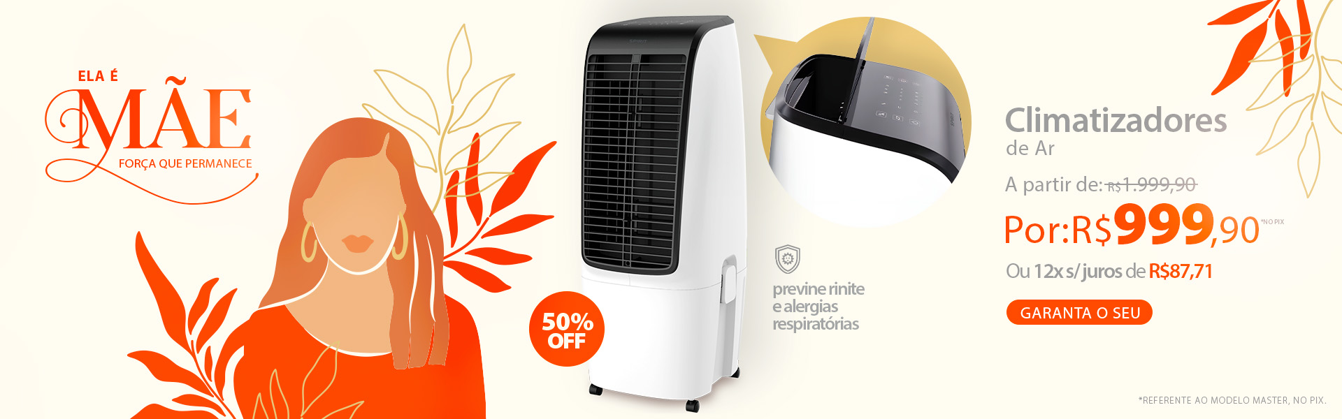 Climatizador de Ar SPIRIT com até 50% OFF no Saldo de Verão*
