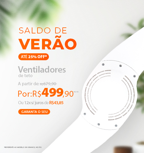 Ventilador de Teto SPIRIT a partir de R$499,90 no PIX no Saldo de Verão!*