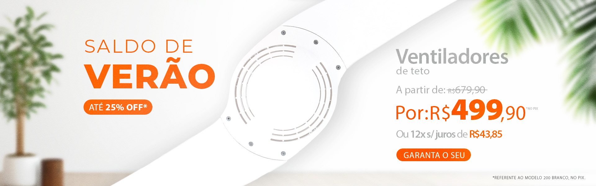 Ventilador de Teto SPIRIT a partir de R$499,90 no PIX no Saldo de Verão!*